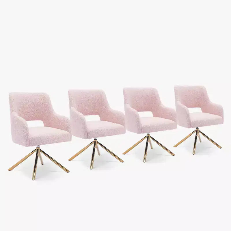 WestinTrends Genevieve Fauteuil d'appoint pivotant en bouclette, style moderne du milieu du siècle (Lot de 4)