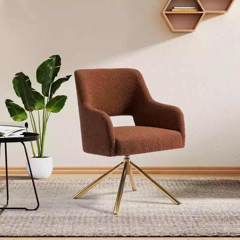 WestinTrends Genevieve Fauteuil d'appoint pivotant en bouclette, style moderne du milieu du siècle (Lot de 4)