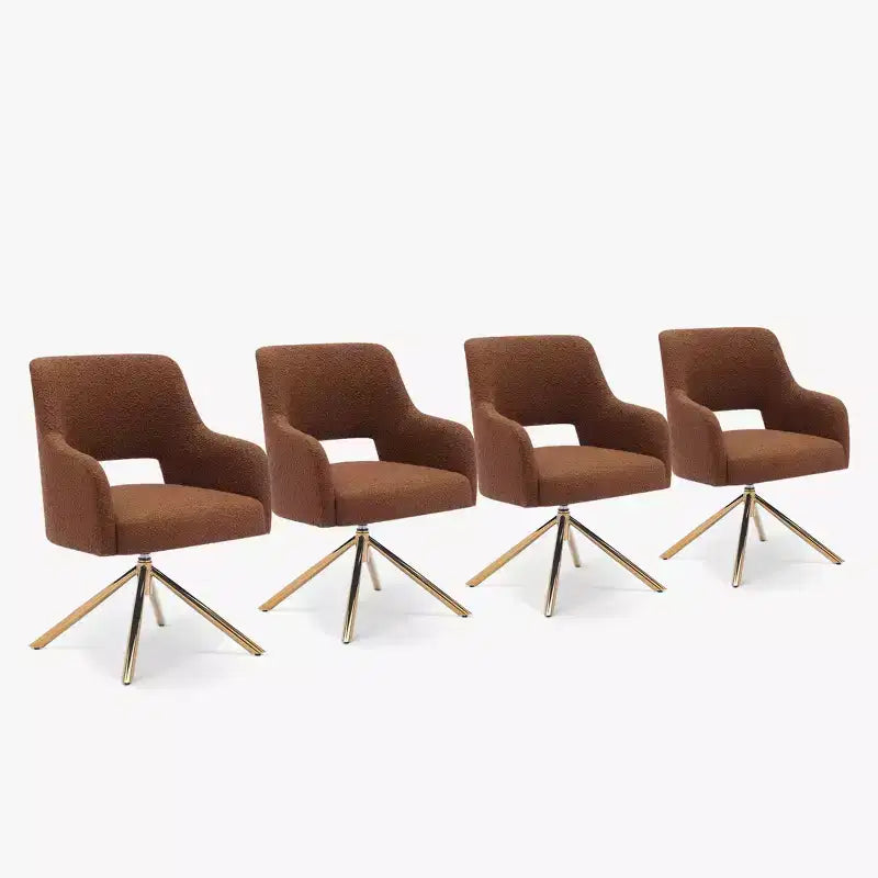 WestinTrends Genevieve Fauteuil d'appoint pivotant en bouclette, style moderne du milieu du siècle (Lot de 4)
