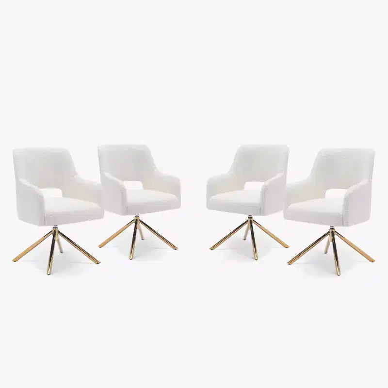 WestinTrends Genevieve Fauteuil d'appoint pivotant en bouclette, style moderne du milieu du siècle (Lot de 4)