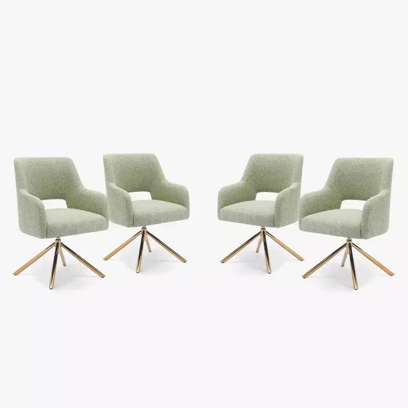 WestinTrends Genevieve Fauteuil d'appoint pivotant en bouclette, style moderne du milieu du siècle (Lot de 4)