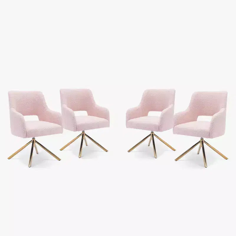 WestinTrends Genevieve Fauteuil d'appoint pivotant en bouclette, style moderne du milieu du siècle (Lot de 4)