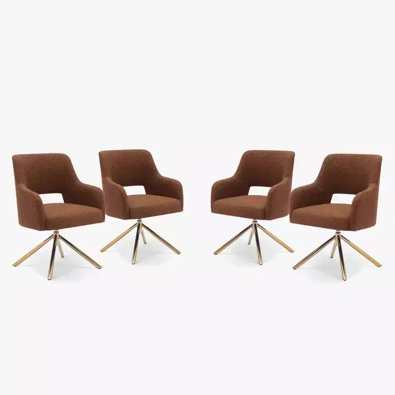 WestinTrends Genevieve Fauteuil d'appoint pivotant en bouclette, style moderne du milieu du siècle (Lot de 4)