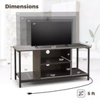 Meuble TV Costway avec prise de courant, ports USB et Type-C, console TV 3 niveaux Gris