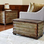 Malle décorative Household Essentials, rustique, grande, bois flotté et argent