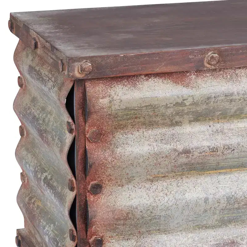 Malle décorative Household Essentials, rustique, grande, bois flotté et argent