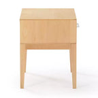 Table de chevet Duo en bois avec 1 tiroir Plank+Beam, table d'appoint en bois pour rangement de chambre, bout de canapé de chevet, blanc/bouleau