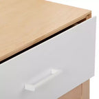 Table de chevet Duo en bois avec 1 tiroir Plank+Beam, table d'appoint en bois pour rangement de chambre, bout de canapé de chevet, blanc/bouleau
