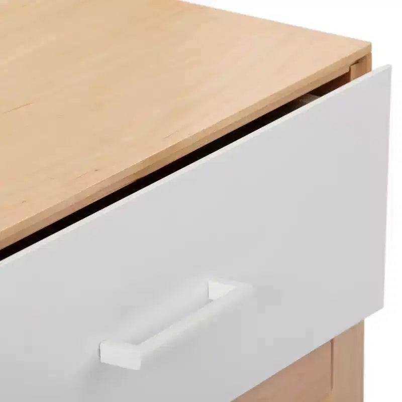 Table de chevet Duo en bois avec 1 tiroir Plank+Beam, table d'appoint en bois pour rangement de chambre, bout de canapé de chevet, blanc/bouleau