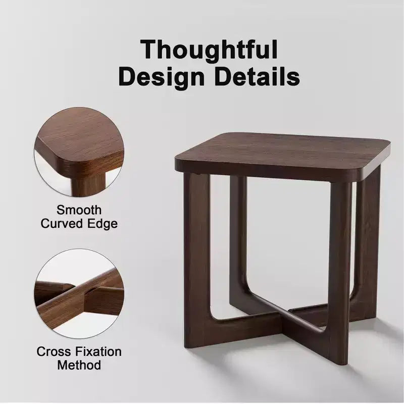 PexFix Table d'appoint carrée en bois de 24 po de larg. avec coins arrondis
