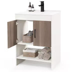Meuble sous-vasque Costway 25" avec portes, étagère ouverte, crédence, robinet et bonde escamotable