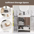 Meuble sous-vasque Costway 25" avec portes, étagère ouverte, crédence, robinet et bonde escamotable