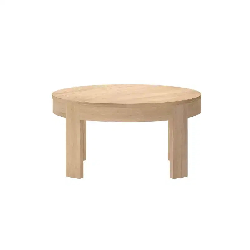 Table Basse Ronde Contour en Bois Massif Plank+Beam, Table Basse de 76 cm, Tables Basses pour Salon, Table Centrale Moderne pour Petits Espaces