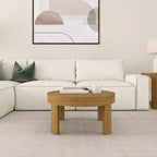 Table Basse Ronde Contour en Bois Massif Plank+Beam, Table Basse de 76 cm, Tables Basses pour Salon, Table Centrale Moderne pour Petits Espaces