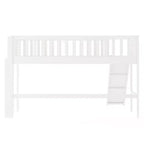 Lit mezzanine bas avec échelle et toboggan, taille double/simple, cadre de lit en bois, sommier tapissier non requis - HABITRIO
