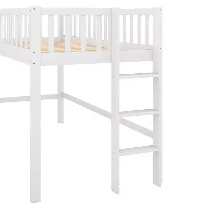 Lit mezzanine bas avec échelle et toboggan, taille double/simple, cadre de lit en bois, sommier tapissier non requis - HABITRIO