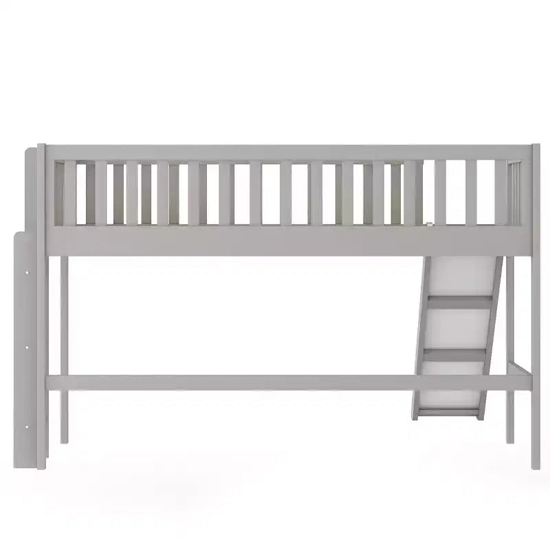 Lit mezzanine bas avec échelle et toboggan, taille double/simple, cadre de lit en bois, sommier tapissier non requis - HABITRIO