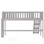 Lit mezzanine bas avec échelle et toboggan, taille double/simple, cadre de lit en bois, sommier tapissier non requis - HABITRIO