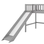 Lit mezzanine bas avec échelle et toboggan, taille double/simple, cadre de lit en bois, sommier tapissier non requis - HABITRIO