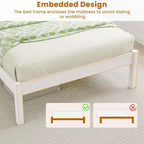Lit plateforme en bois Costway Twin/Full/Queen avec 12 lattes, tête de lit et rangement sous le lit, blanc