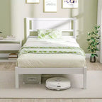 Lit plateforme en bois Costway Twin/Full/Queen avec 12 lattes, tête de lit et rangement sous le lit, blanc