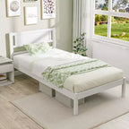Lit plateforme en bois Costway Twin/Full/Queen avec 12 lattes, tête de lit et rangement sous le lit, blanc