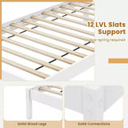 Lit plateforme en bois Costway Twin/Full/Queen avec 12 lattes, tête de lit et rangement sous le lit, blanc