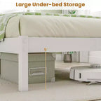 Lit plateforme en bois Costway Twin/Full/Queen avec 12 lattes, tête de lit et rangement sous le lit, blanc