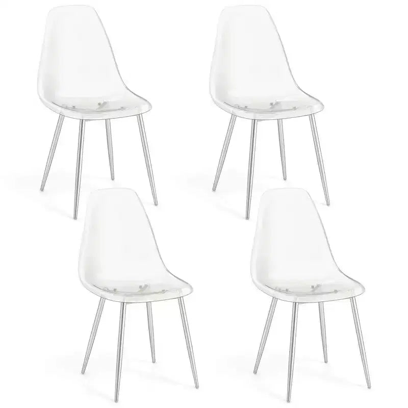 Costway Dining Chair Set of 4 with Heavy-Duty Electroplated Metal Legs Curved Back Armless