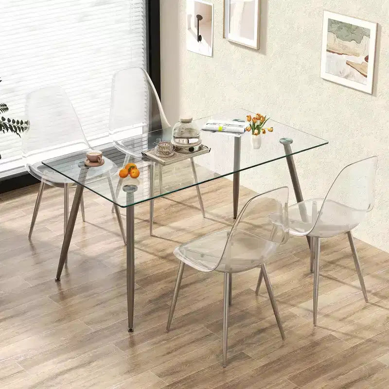Lot de 4 chaises de salle à manger Costway avec pieds en métal électroplaqué robustes, dossier incurvé sans accoudoirs