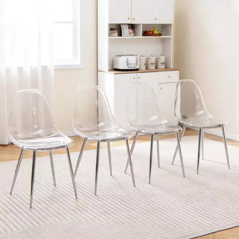Lot de 4 chaises de salle à manger Costway avec pieds en métal électroplaqué robustes, dossier incurvé sans accoudoirs