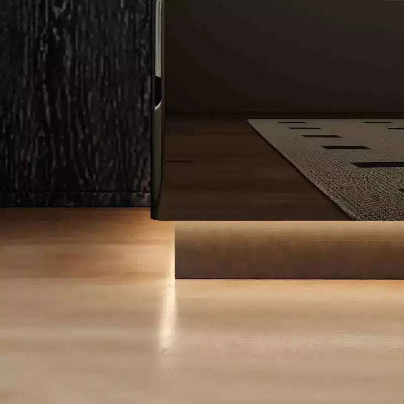 Commode moderne à 5 tiroirs Famapy, finition brillante, avec éclairage inférieur