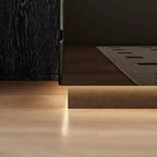Commode moderne à 5 tiroirs Famapy, finition brillante, avec éclairage inférieur