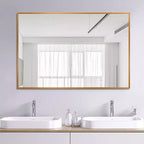 Dovelina Miroir de salle de bain rectangulaire moderne avec cadre en métal Miroir mural décoratif