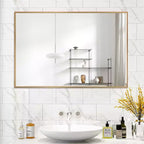Dovelina Miroir de salle de bain rectangulaire moderne avec cadre en métal Miroir mural décoratif