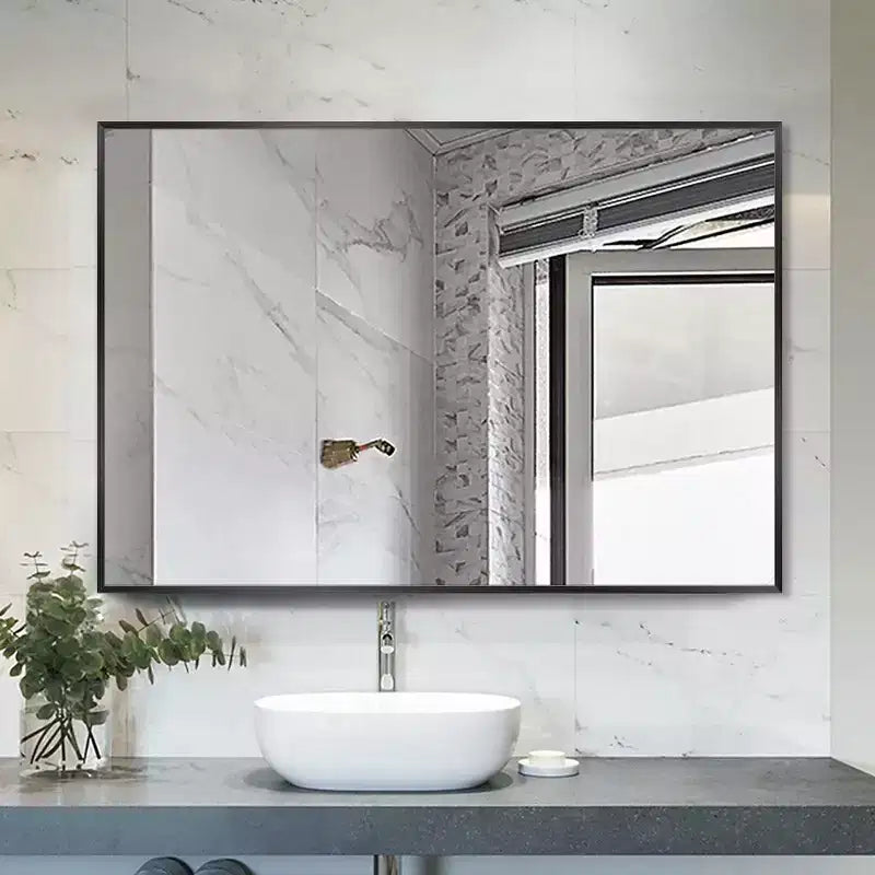 Dovelina Miroir de salle de bain rectangulaire moderne avec cadre en métal Miroir mural décoratif