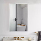 Dovelina Miroir de salle de bain rectangulaire moderne avec cadre en métal Miroir mural décoratif