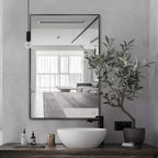 Dovelina Miroir de salle de bain rectangulaire moderne avec cadre en métal Miroir mural décoratif