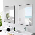 Dovelina Miroir de salle de bain rectangulaire moderne avec cadre en métal Miroir mural décoratif