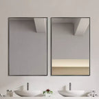 Dovelina Miroir de salle de bain rectangulaire moderne avec cadre en métal Miroir mural décoratif