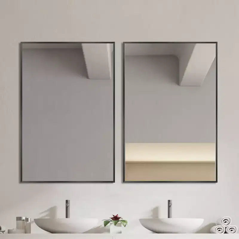 Dovelina Miroir de salle de bain rectangulaire moderne avec cadre en métal Miroir mural décoratif