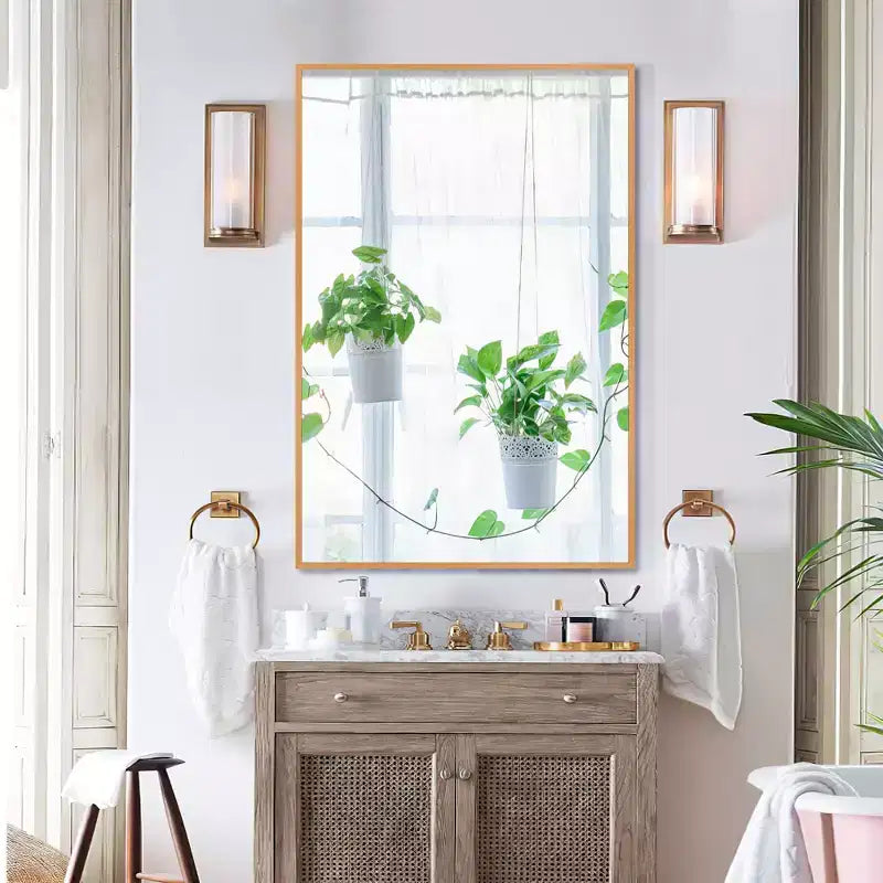 Dovelina Miroir de salle de bain rectangulaire moderne avec cadre en métal Miroir mural décoratif