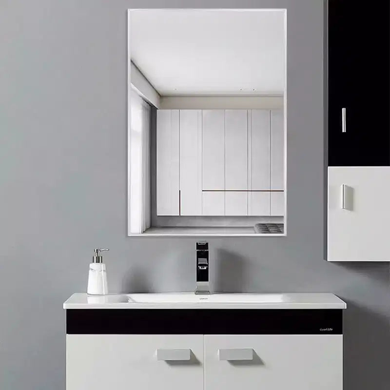 Dovelina Miroir de salle de bain rectangulaire moderne avec cadre en métal Miroir mural décoratif