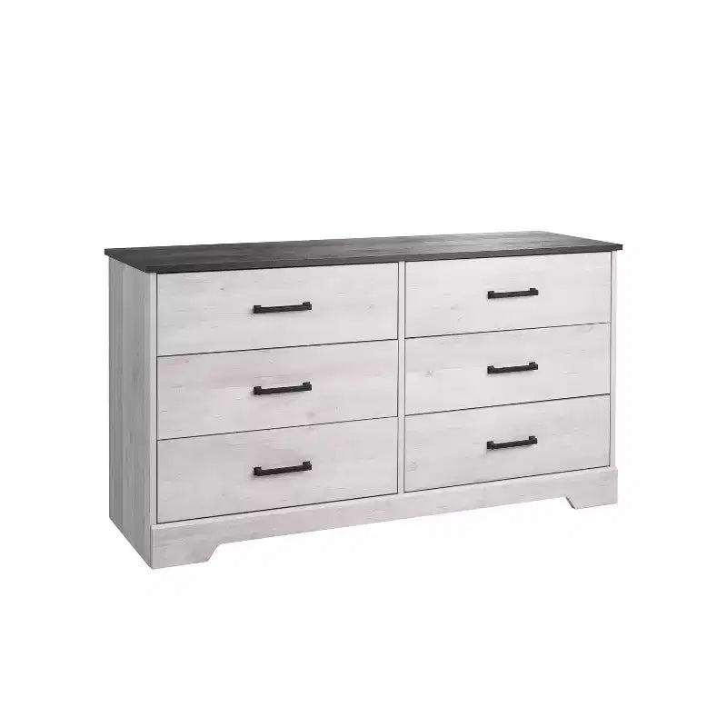 Commode de chambre à coucher Prepac Rustic Ridge Farmhouse à 6 tiroirs