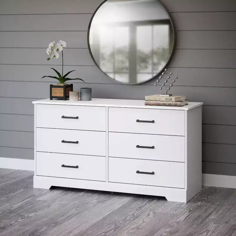 Commode de chambre à coucher Prepac Rustic Ridge Farmhouse à 6 tiroirs