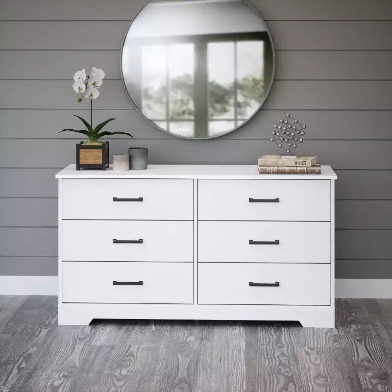 Commode de chambre à coucher Prepac Rustic Ridge Farmhouse à 6 tiroirs