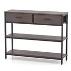 Costway Table console d'entrée pour canapé avec tiroirs en tissu pliables pour salon, gris/marron rustique