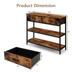 Costway Table console d'entrée pour canapé avec tiroirs en tissu pliables pour salon, gris/marron rustique