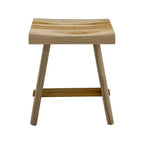 Tabouret de douche et de bain rustique en teck nordique avec siège incurvé - Marron