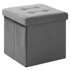 LUSIMO Banc de rangement pliable en velours avec pouf, coffre à jouets, supporte jusqu'à 177 kg, pour chambre à coucher et salon